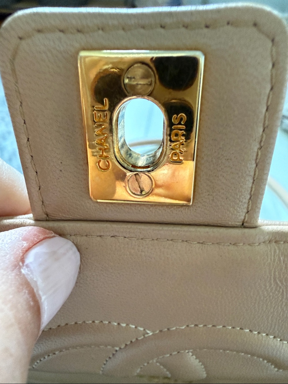 Chanel Beige Leather Quilted Bag - Picture 12 of 12